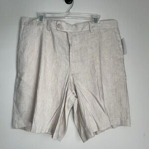 CUBAVERA Linen Blend Shorts Tan Men Size 38 / 9" Inseam NWT Pockets Belt Loops